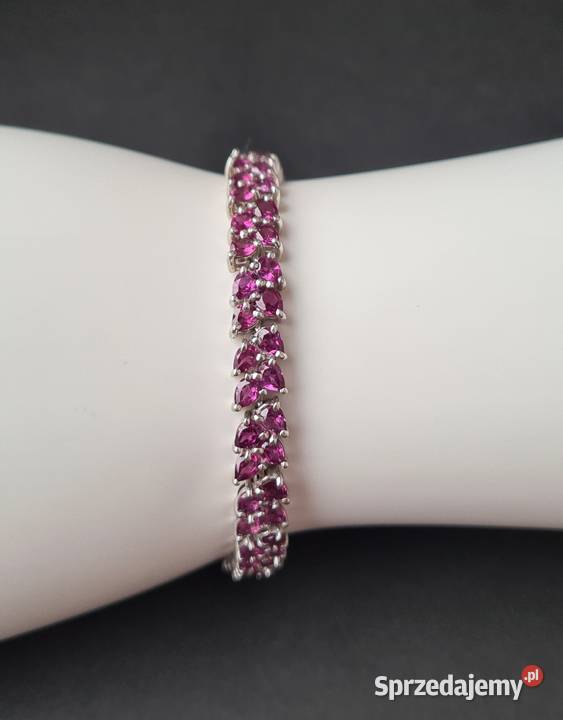 Bransoletka srebro rodowane 925 granaty rodolity Otwock