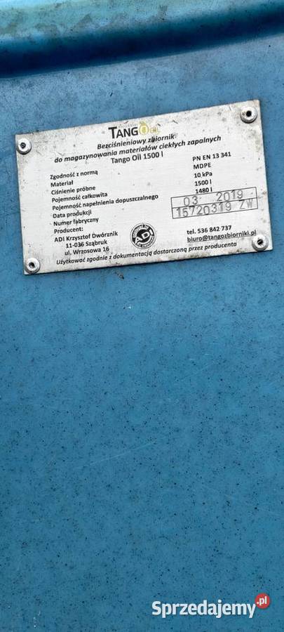 Zbiornik na olej napedowy Gronowo Górne