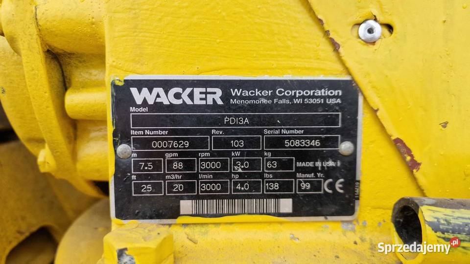 Pompa szlamowa Wacker Motopompa Parczew
