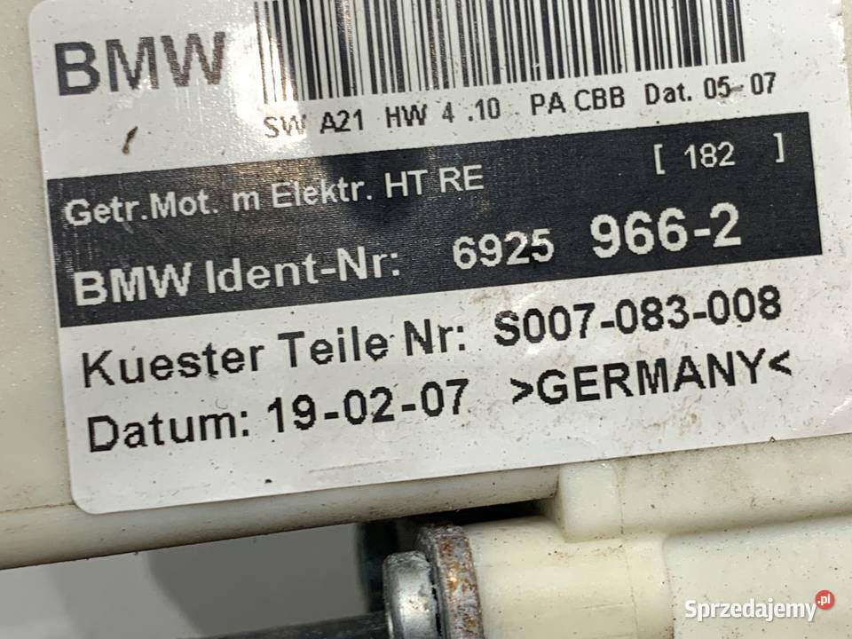 PODNOŚNIK SZYBY PRAWY TYŁ BMW E83 6925966 SUV