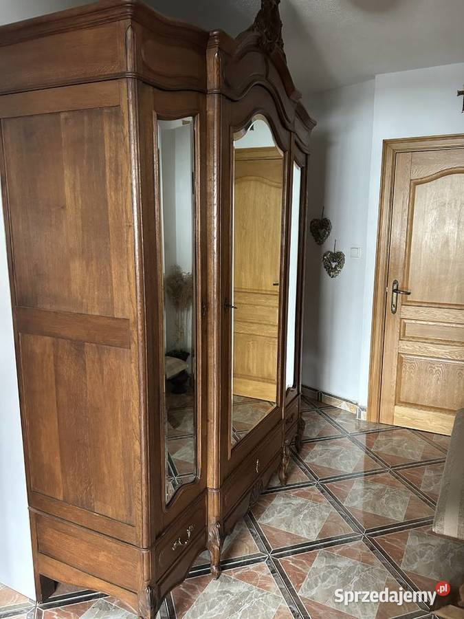 Szafa dębowa lustro kryształowe frezowane Łódź sprzedam