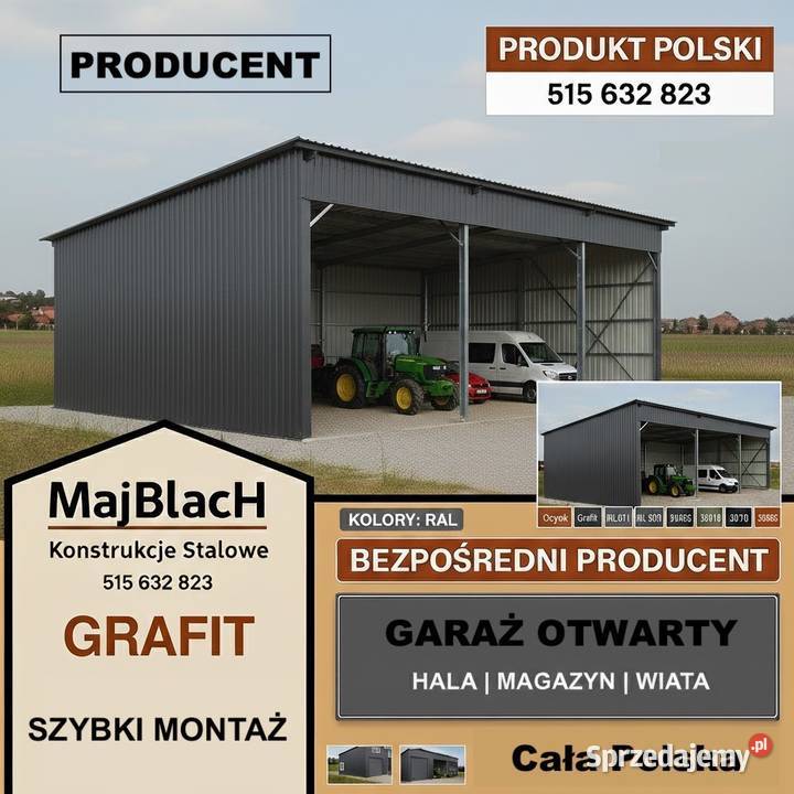 Garaż Blaszany Grafitowy Garaże Blaszane Hala Świecie
