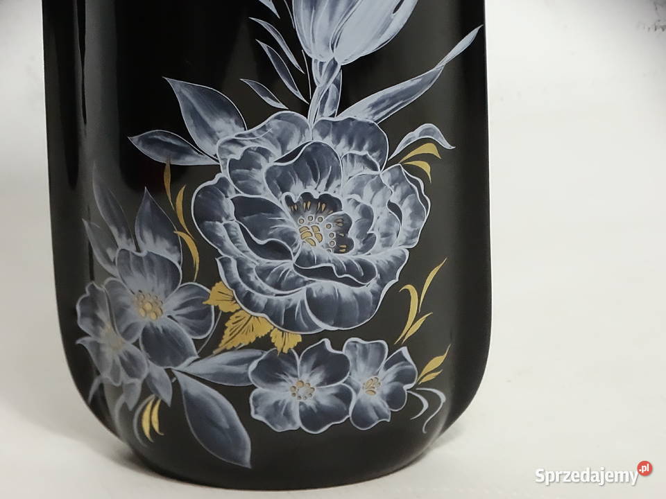 Elegancki czarny wazon porcelanowy Seltmann Biłgoraj