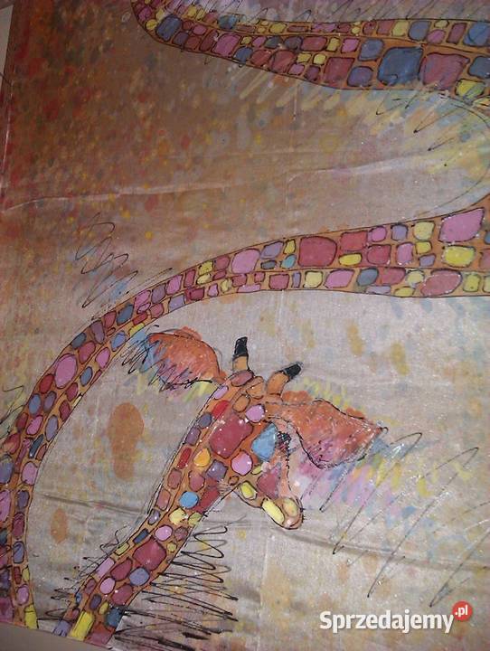 Apaszka jedwabna ręcznie malowana ptŻyrafa Katowice