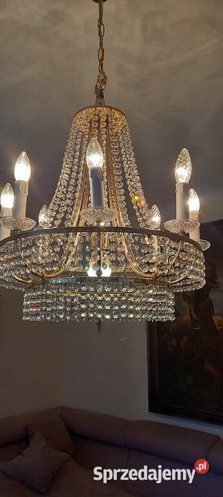 Salonowy żyrandol z kryształami w stylu glamour łódzkie Skierniewice