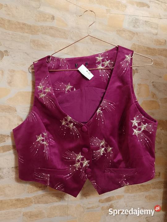 2XL3XL Welurowa haftowana kamizelka garniturowa Kraków