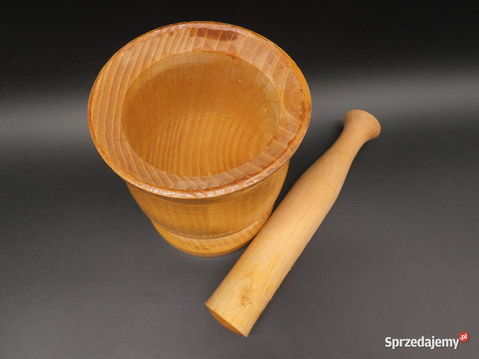 Drewniany moździerz kuchenny z tłuczkiem Antyki, Sztuka, Kolekcje Raszków sprzedam