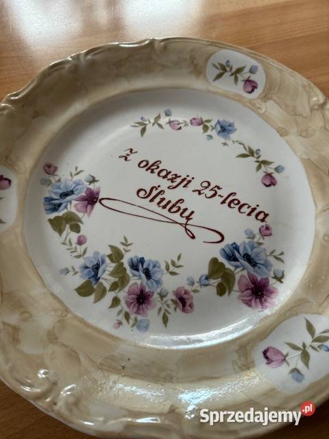 Talerz porcelanowy Pamiątka z czasów PRL vintage śląskie Częstochowa