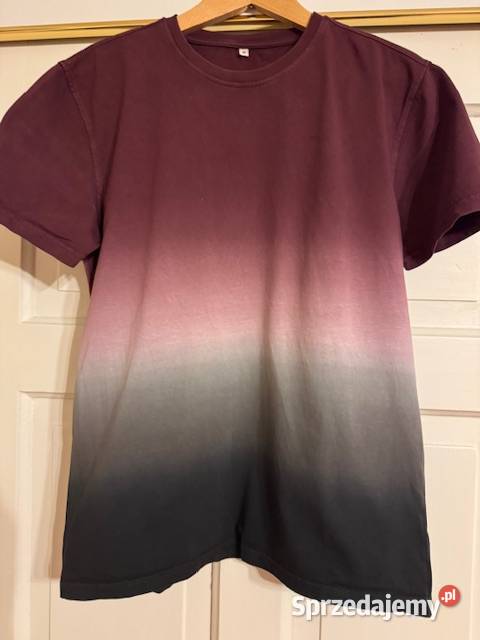 Tshirt męski M różowozielony cieniowany bawełna