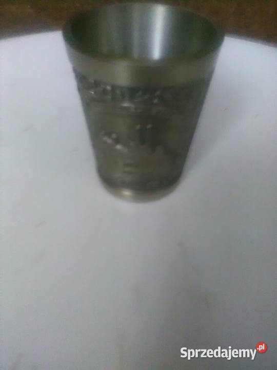 Kieliszek z cyny medal srebro Antyki, Sztuka, Kolekcje Mysłowice