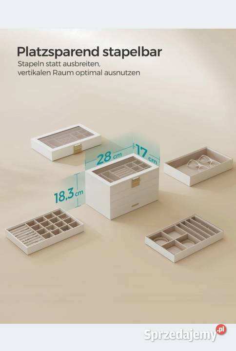 SONGMICS Pudełko na biżuterię 4 poziomy gablota Pozostałe