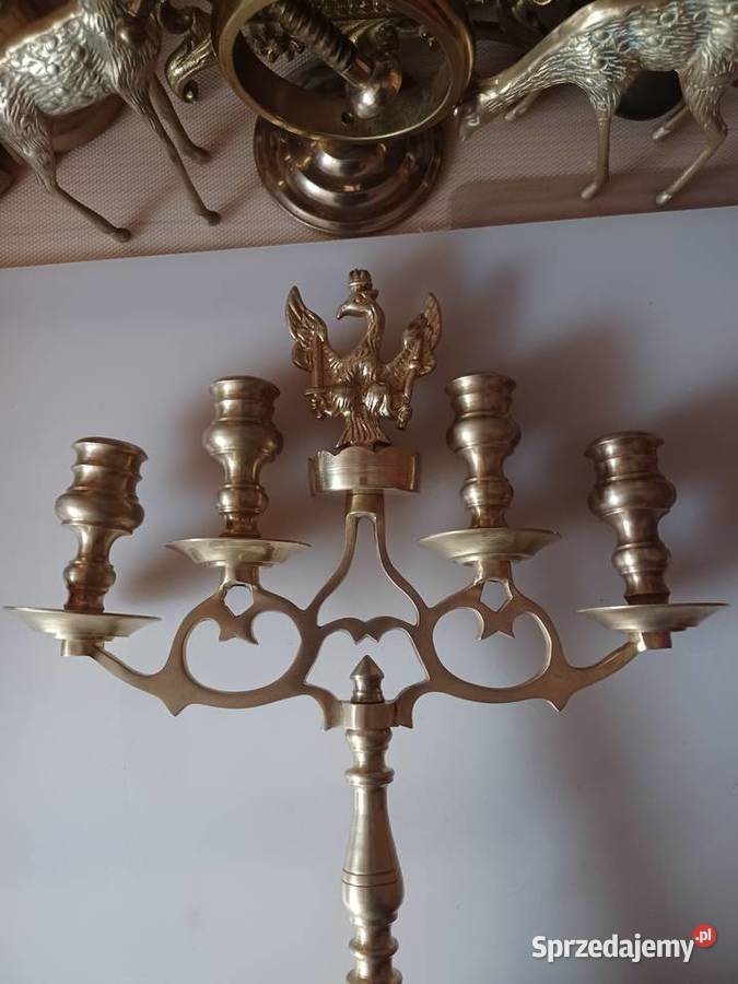 Piękny świecznik mosiężny Księstwo Warszawskie Lampiony i latarnie wielkopolskie Poznań sprzedam