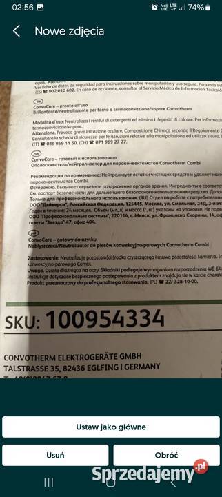 Convo Care 10l dwa opakowania do czyszczenia Gastronomia Gdańsk