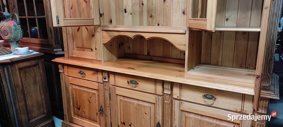 ładna witryna sosnowa kredens podświetlony z 208cm Kredensy i witryny Sypniewo