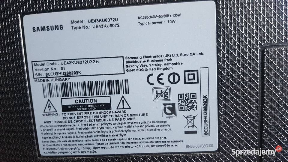 Samsung UE43KU6072U 4K zbity Sosnowiec