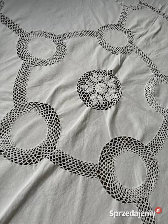 obrus okrągły szydełkowy rękodzieło biały Zabrze sprzedam