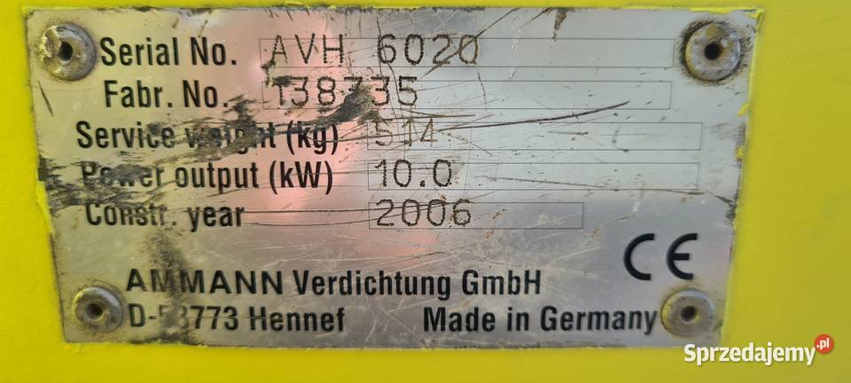 Zagęszczarka Ammann AVH 6020 z 2006 roku Ławy
