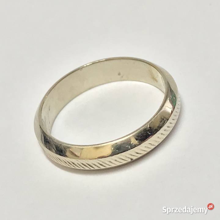 Złota OBRĄCZKA damska 14K zdobiona BIAŁE złoto mazowieckie Warszawa