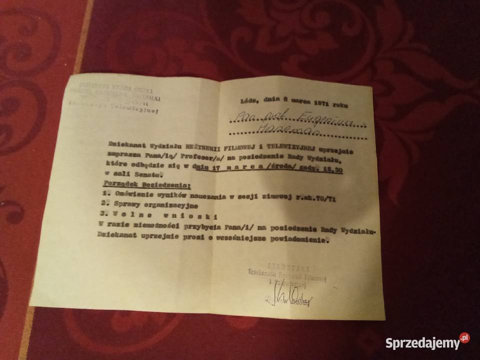 Radę wydziału filmówki łódzkiej prof Eugeniusza Warszawa sprzedam
