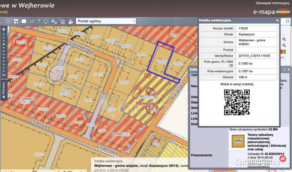 Sprzedaż gruntu 1592m2 Sopieszyno Topolowa 50m sprzedam