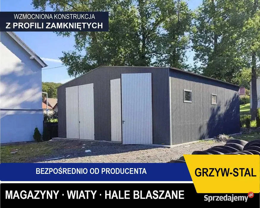 Garaż Blaszany Grafitowy BLASZAKMAGAZYN HALA 345zł/m2 Pabianice