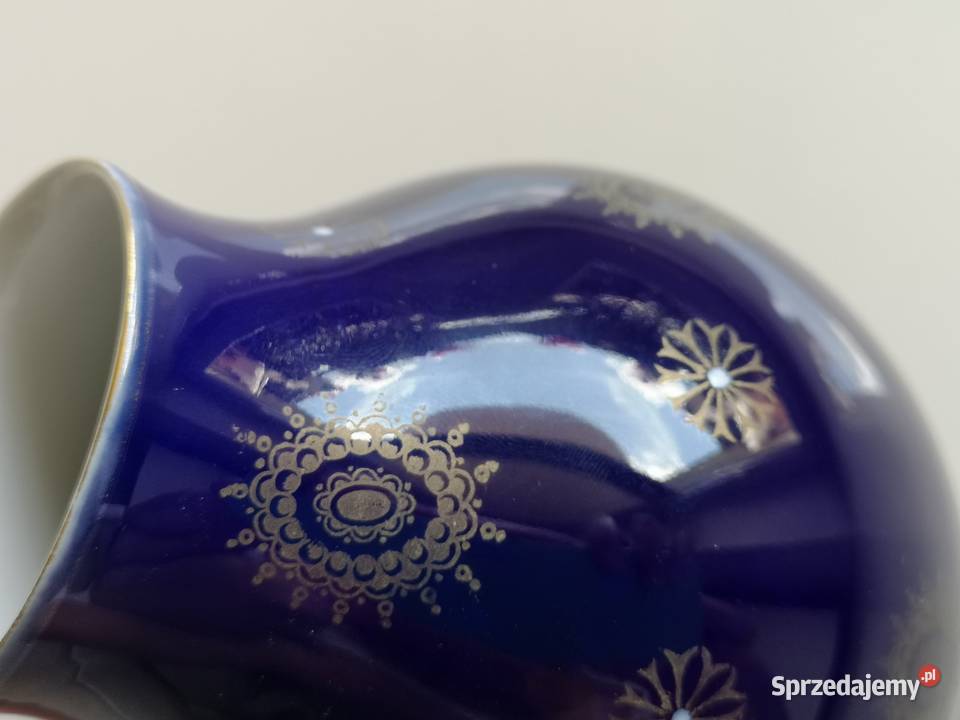 Wazon porcelanowy kobalt złocenia vintage Toruń
