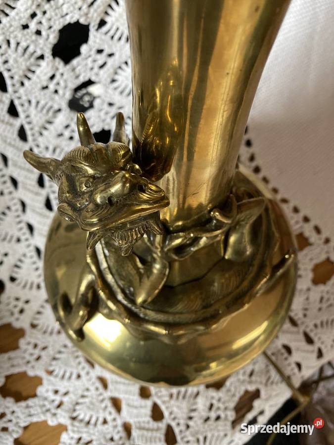 stara lampa z brązu z motywem smoka brąz Bystrzyca Kłodzka