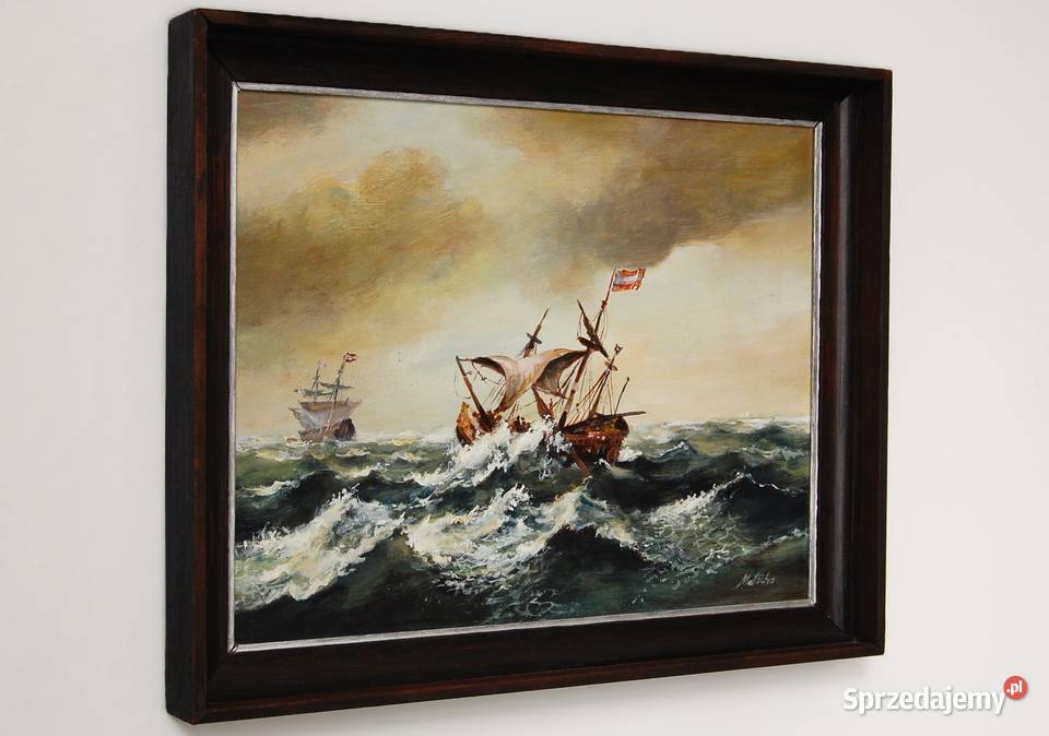 Burza na morzu Marian Matocha 1988 obraz akryl lubelskie Lublin