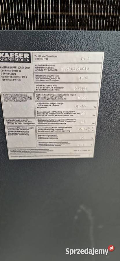 Kompresor Kaeser SM8Osusacz Kaeser TA8 Produkcja Jelcz-Laskowice