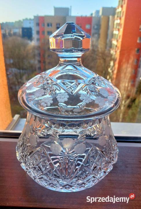 Piękna bomboniera kryształowa PRL Wrocław