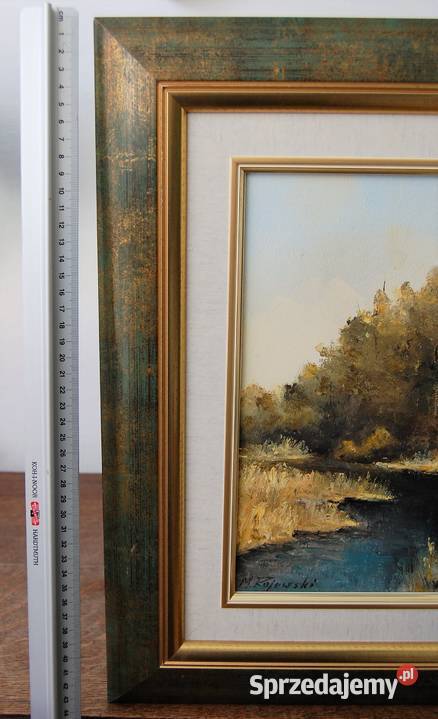 Pejzaż las rzeka obraz olejny malowany M Lublin