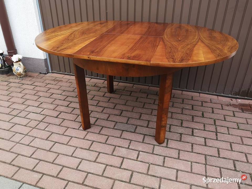 Stół ArtDeco Okrągły Orzech Zgrabny Antyk Stary Meble wielkopolskie Swarzędz