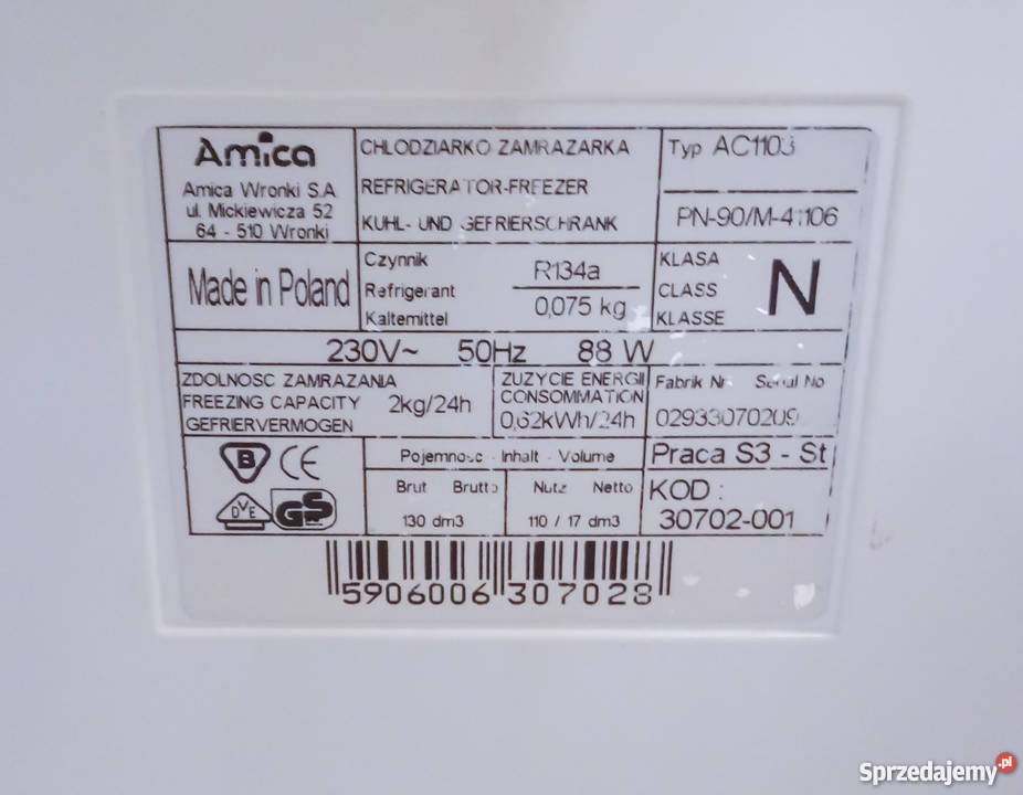 Lodówka Amica AC1103 Lodówki i zamrażarki