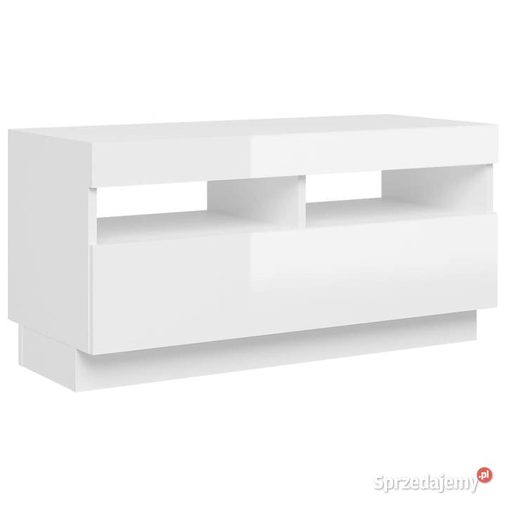 Szafka pod TV z oświetleniem LED biała z RTV Warszawa