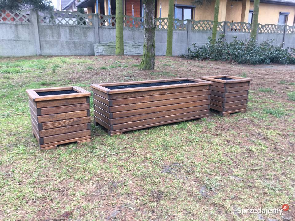 Donicedoniczki drewnianeogrodowepod wymiar drewno Dom i Ogród wielkopolskie Kalisz