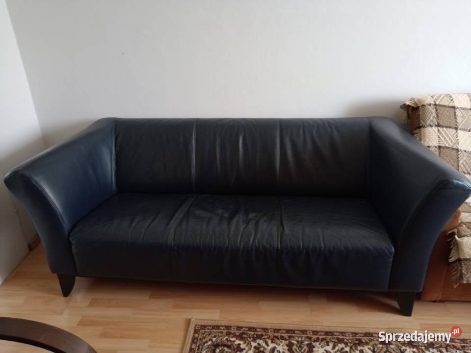 Sprzedam czarną skórzaną kanapęsofefotel Słupca