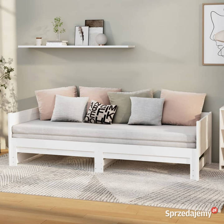 Łóżko rozsuwane białe lite drewno sosnowe 57cm