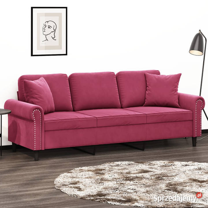 3osobowa sofa z poduszkami winna czerwień 180 mazowieckie Warszawa