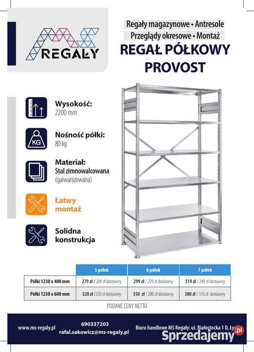 Sprzedam regały magazynowe półkowe metalowe Meble
