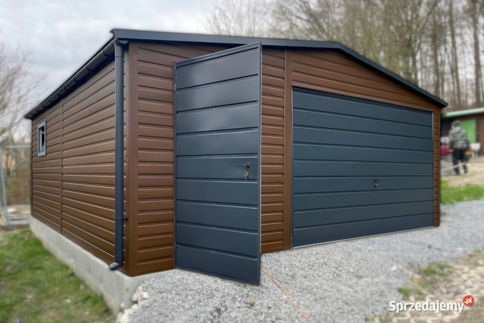 Garaż Blaszany 5x6 Drewnopodobny Brama Uchylna Ostrowiec Świętokrzyski