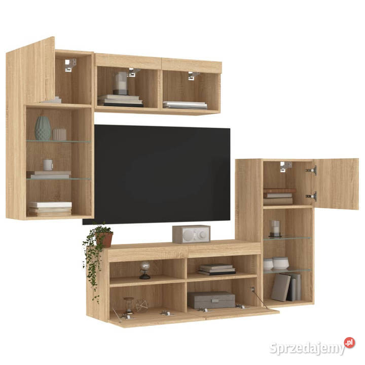 5częściowy zestaw mebli TV z LED dąb sonoma sprzedam