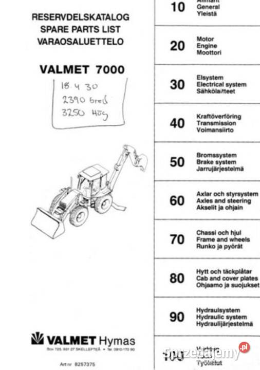 Valmet 7000 katalog części koparko ładowarka Kielce sprzedam