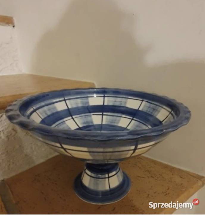 Duża PATERA NA NÓŻCE ceramika z Biot Francja Lublin