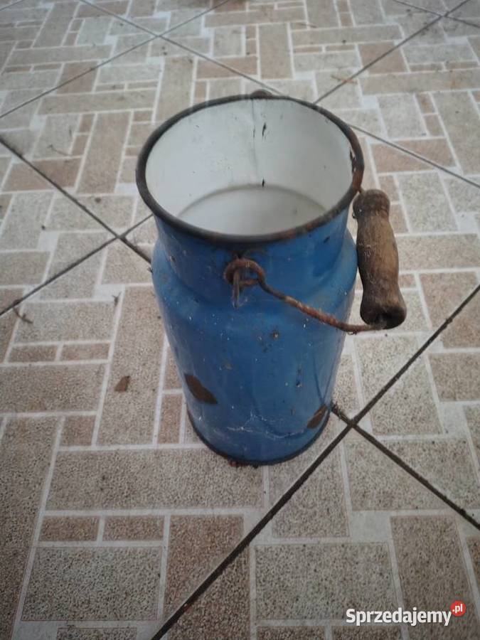 Dzbanek Kańka na mleko kawę lata PRL z drewnianą wielkopolskie Krotoszyn