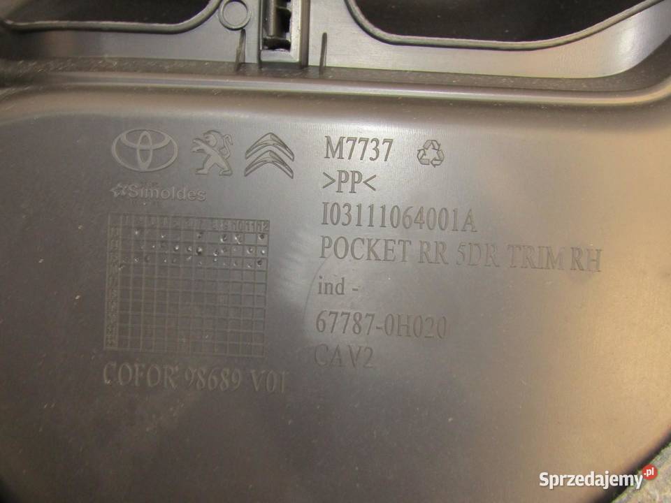 BOCZEK DRZWI PRAWY TYLNY TYŁ PEUGEOT 108 C1 II