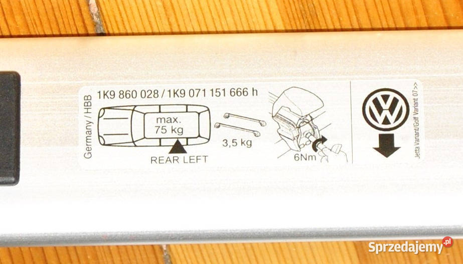 Bagażnik VW GOLF V i VI JETTA kombi oryginał Legnica