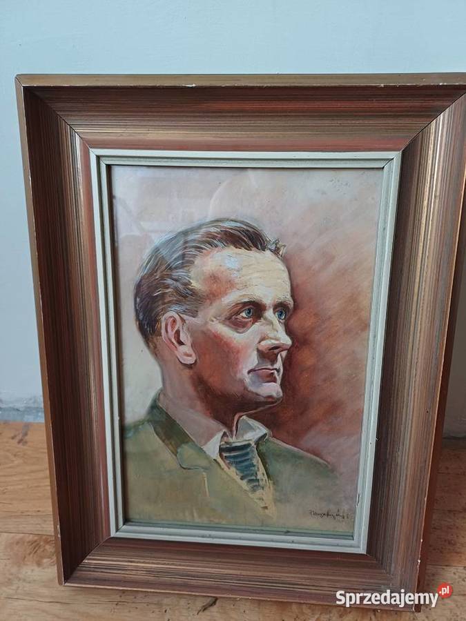 Stary obraz akwarela szklem sygnowana w prawym Antyki, Sztuka, Kolekcje Lubań sprzedam