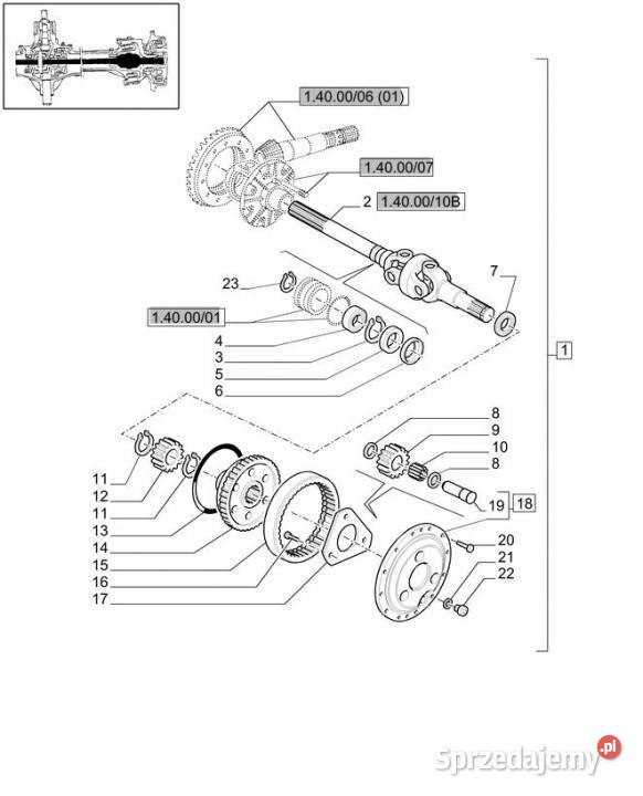 Holland T6010 Wałek 22t 14t 7325mm l 84194809 Jastrzębniki