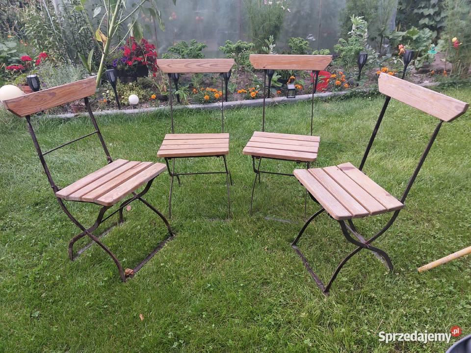 Metalowe,  rozkładane krzesla ogrodowe z PRLu