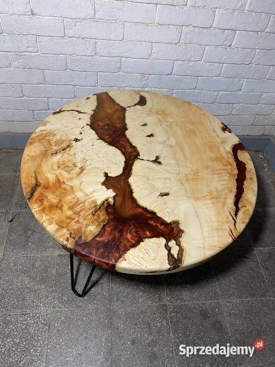 stolik kawowy z drewna i żywicy mazowieckie sprzedam